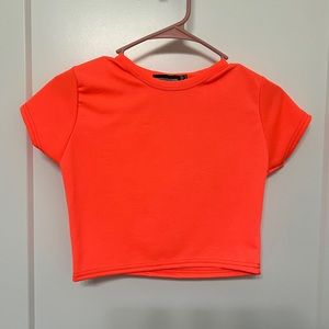 Womens neon pink crop top